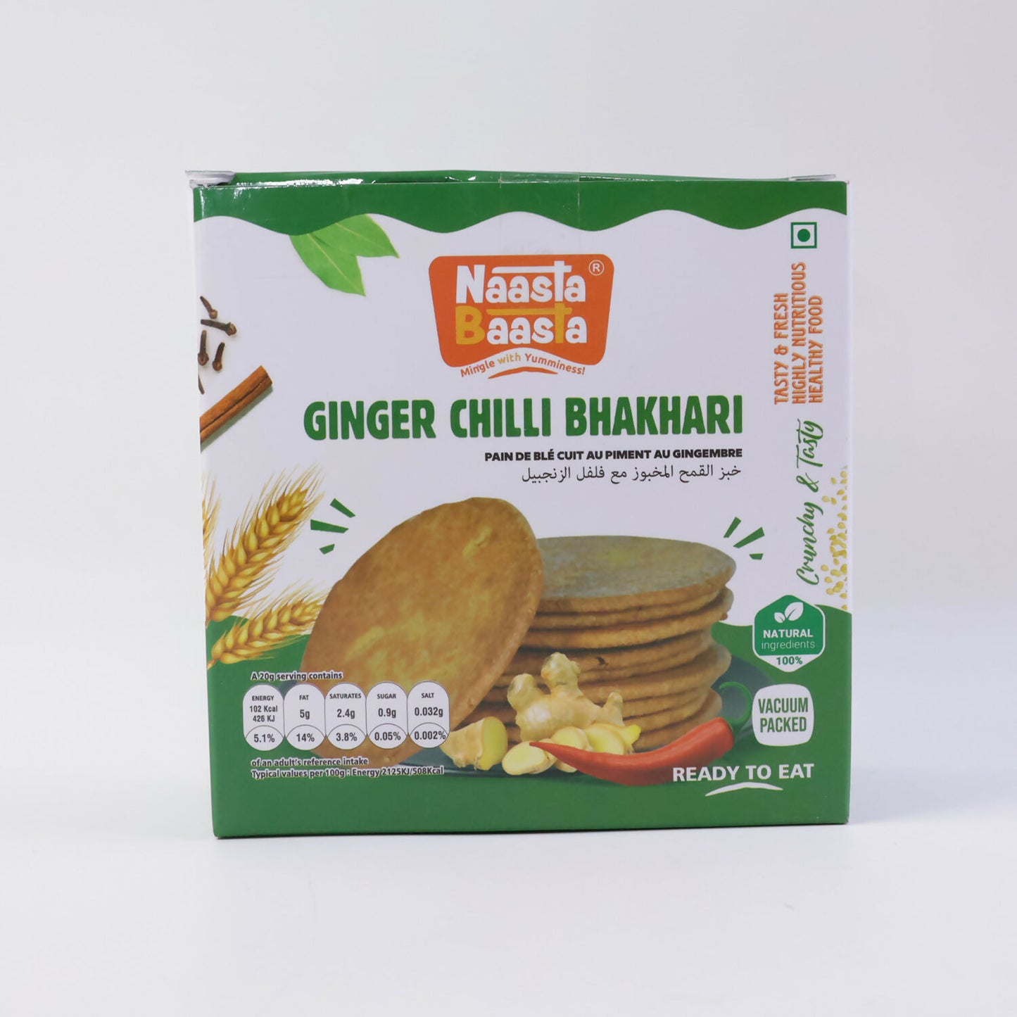 Naasta Baasta Ginger Chilli Bhakhari Spicy & Fresh Ready to Eat Crispy Tea-Time Snack (200gm)