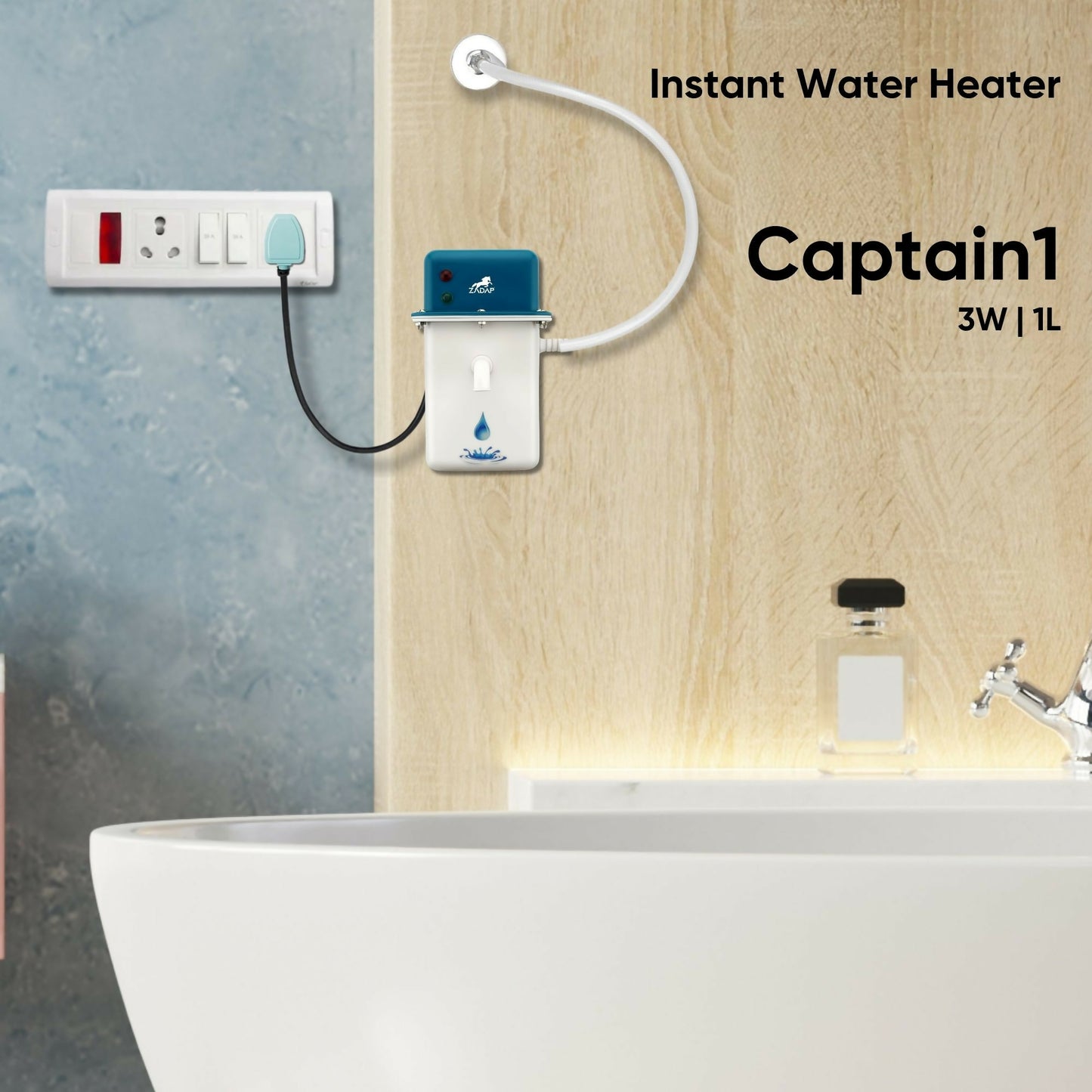 Side view of ZADAP portable 3kW water heater