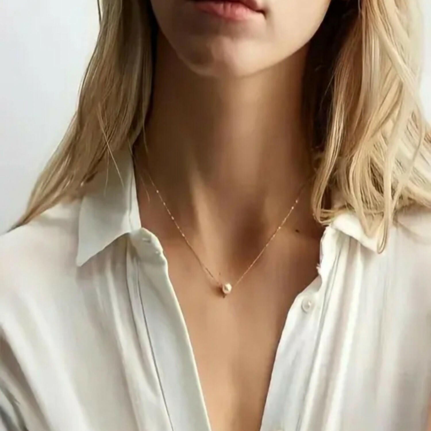 New korean Style Gold Plated Pearl Necklace Chain For Girl And Women
