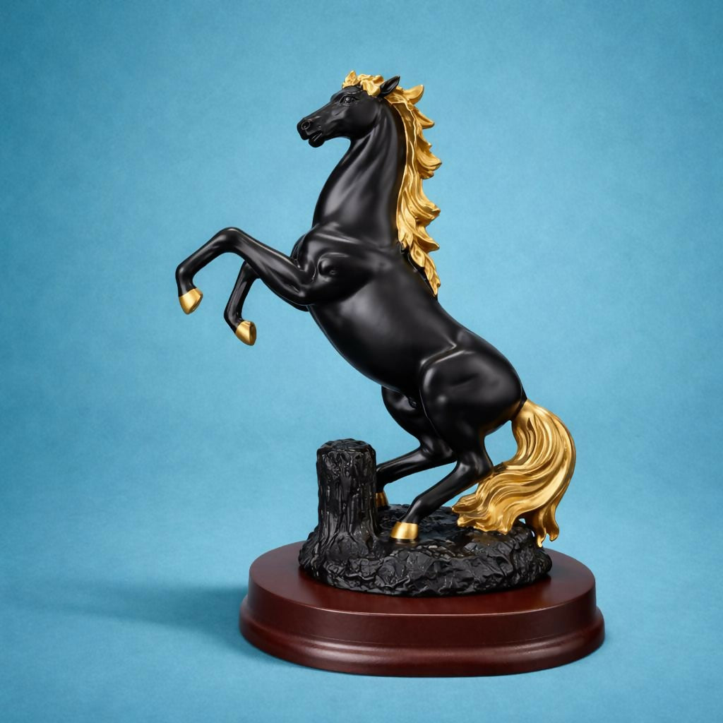 Black Elegant Horse Showpiece Statue for Home Decor Tabletop
