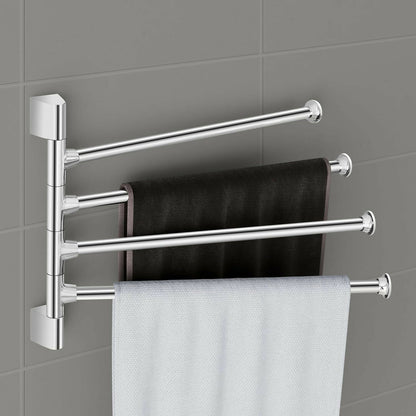 Premium Glossy Stainless Steel Wall Mounted 4 Rod Towel Holder Rack