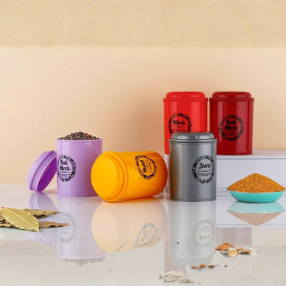 8 Pcs multi color spice and masala jar