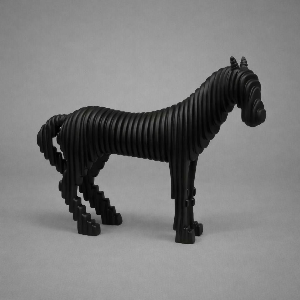 Close-up of ribbed pattern on horse sculpture