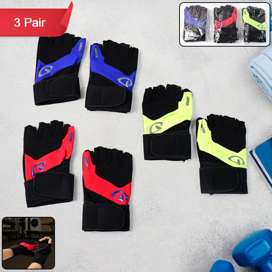 Unisex Half Finger Gym Gloves for Weightlifting, Cycling, Fitness, and Outdoor Sports – 3 Pair