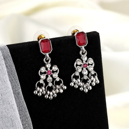 Oxidized Silver Emerald Rectangular Choker Set