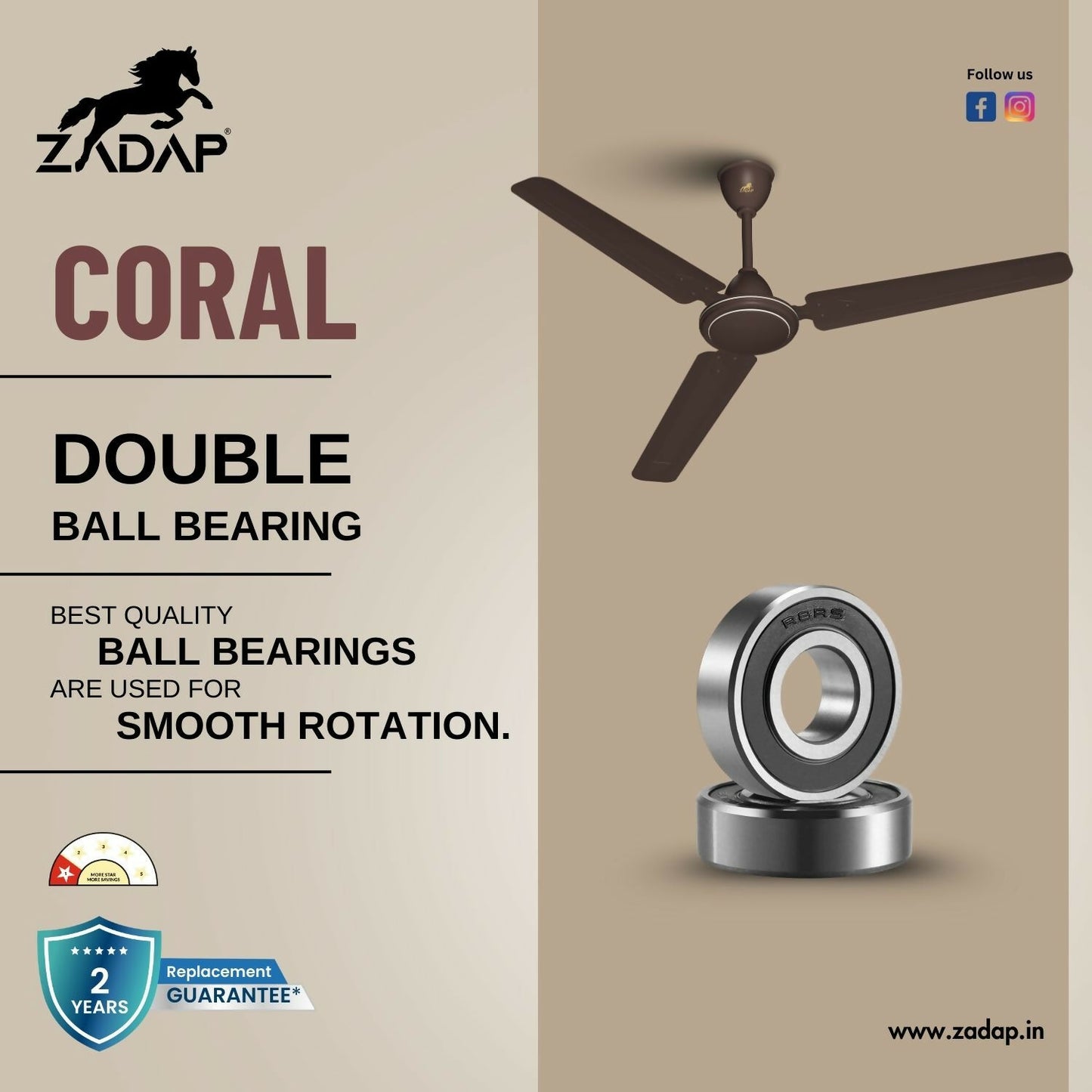 ZADAP Coral fan installed in modern living room