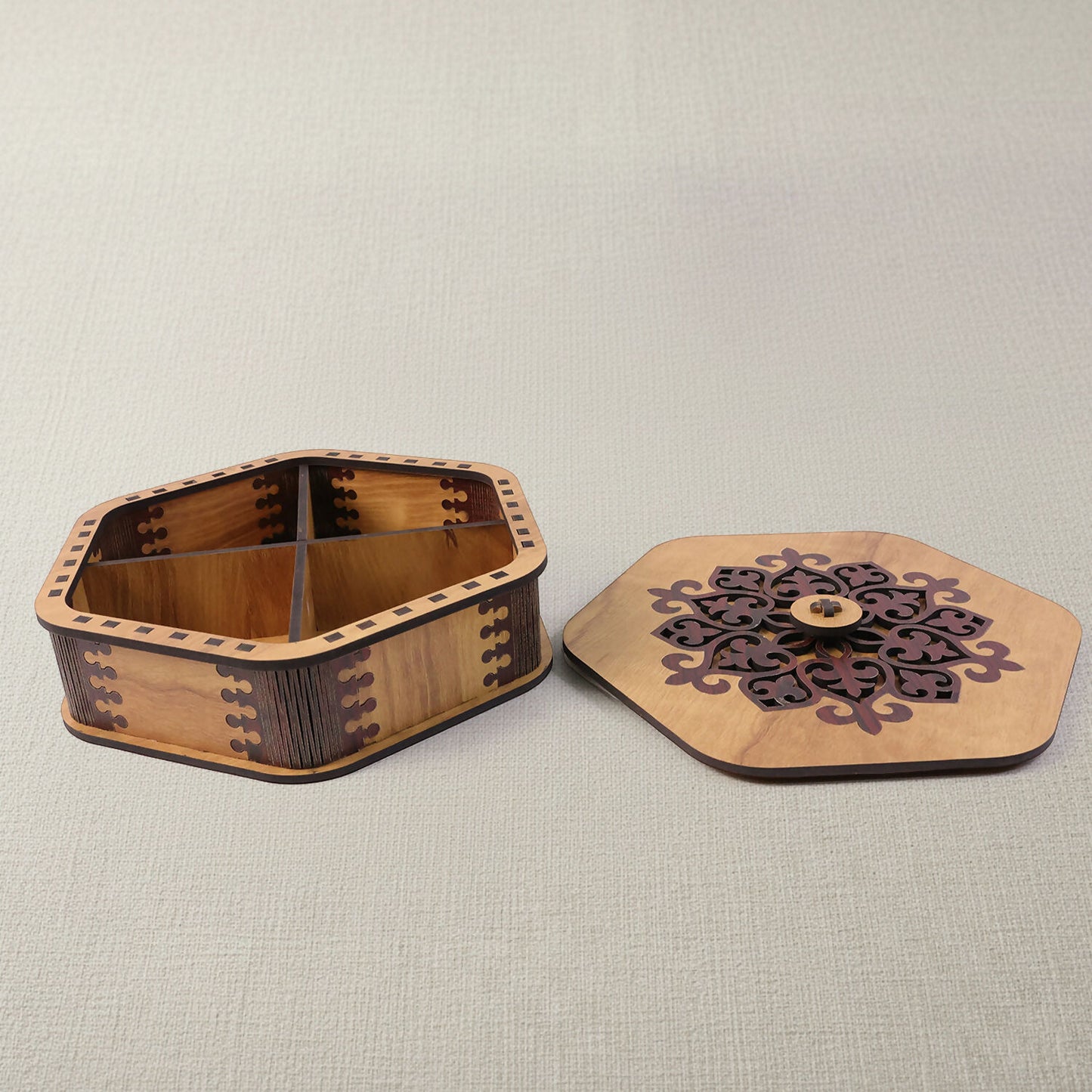 Hexagon Decorative Dry Fruit & Mukhwas Storage Box