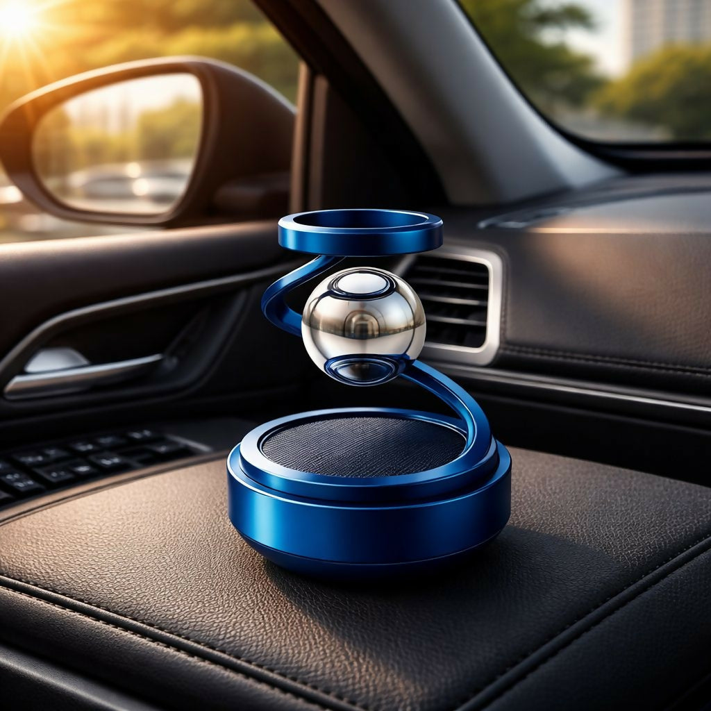 Blue Solar Magnetic Rotating Car Air Freshener Dashboard Aromatherapy Diffuser