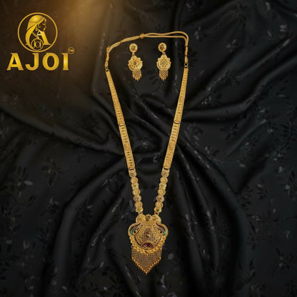 Elegant Heritage Glow long necklace set styled for festive attire