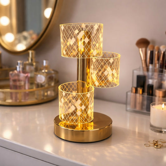 Modern Crystal Glow Table Lamp with Gold Base Decorative Light (Pattern may vary)