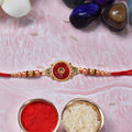 Round Design Kundan Rakhi – Elegant Pearl Beads & Traditional Detailing