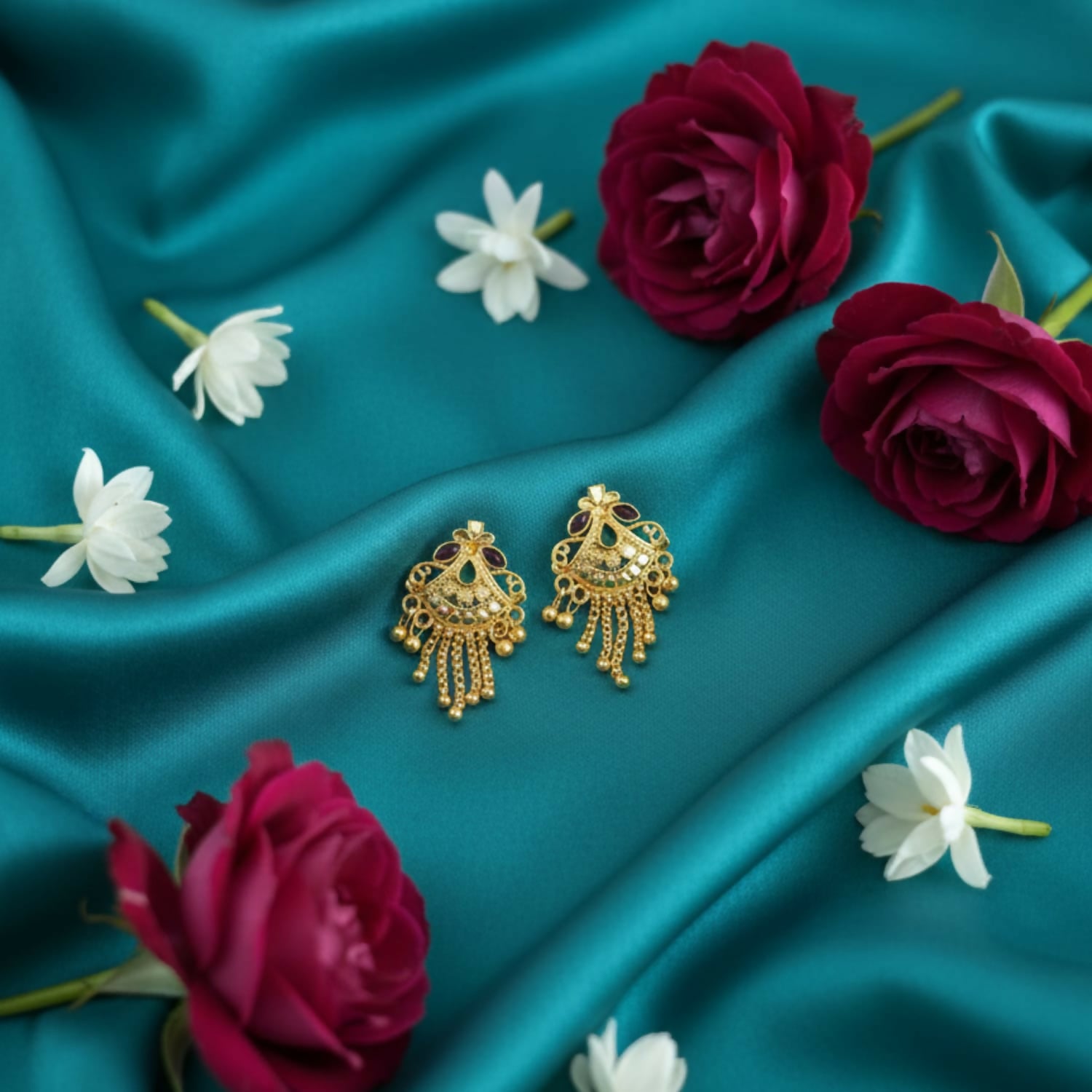 5 Line Side Latkan Golden Earrings with Mina for Women & Girls – Fancy Jewellery Gift