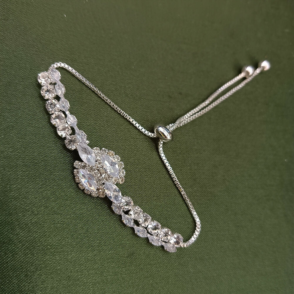 Silver Plated Ad Stone Adjustable Bracelet