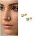 Gold Plated Floral AD Nosepin Studs – Combo Pack of 2 Elegant Designs