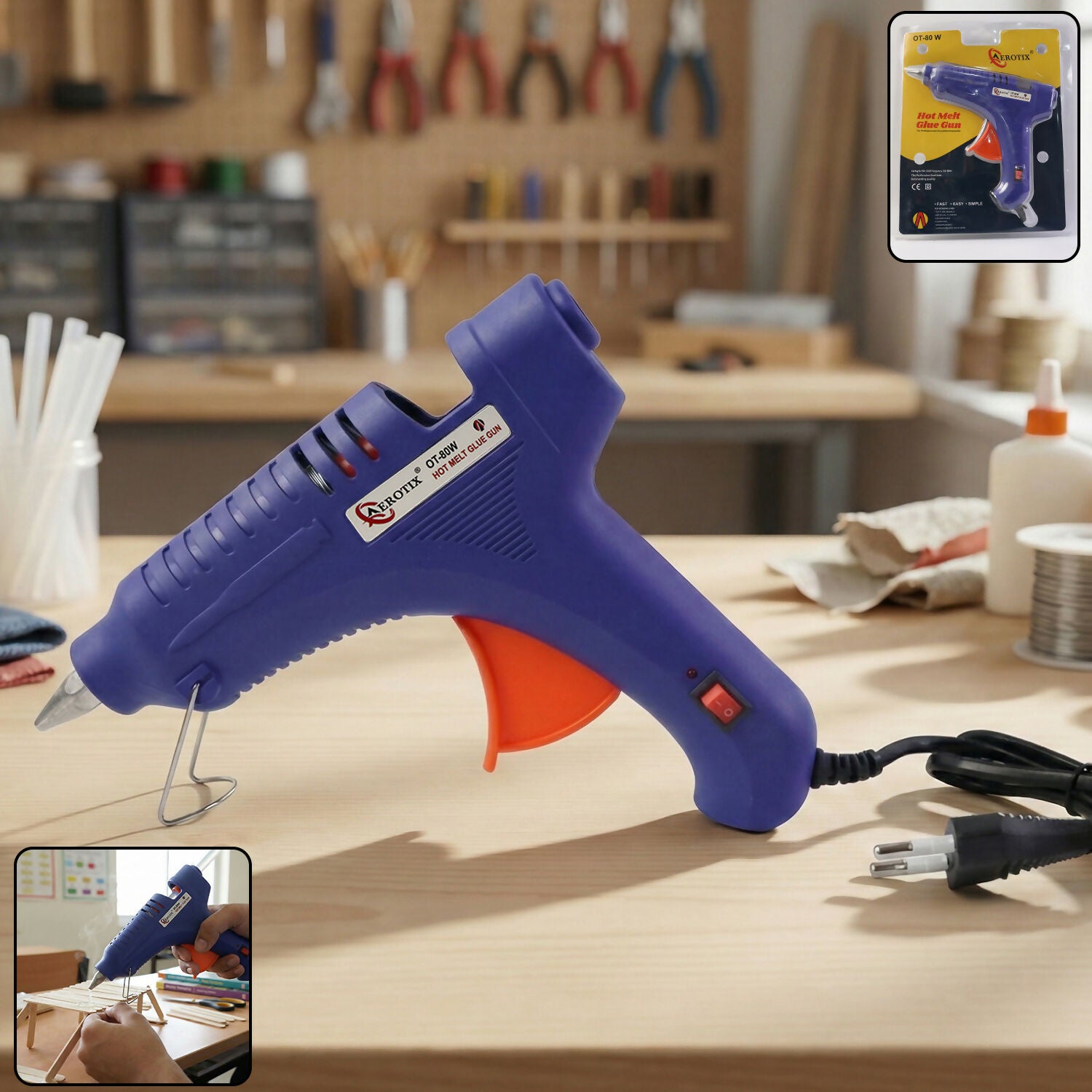 80W electric hot melt glue gun with trigger and stand