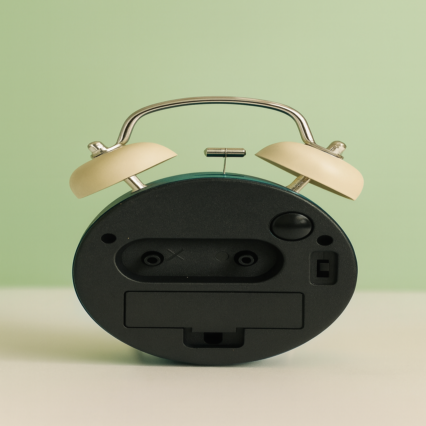 Retro Twin Bell Alarm Clock with Silent Sweep & Night Light – Teal