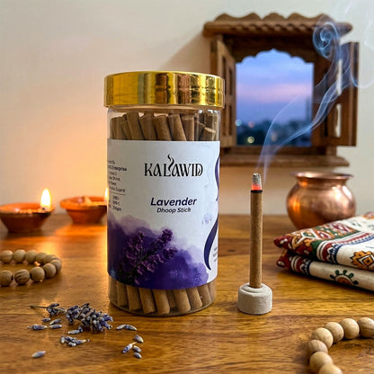 Lavender Dhoop Sticks Jar for Calm Fragrance & Relaxing Home Ambience (100 Gm)