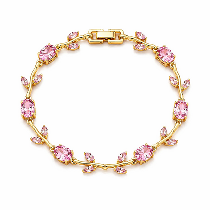 Side view of gold-plated crystal bracelet