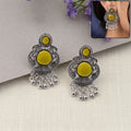 Oxidized Silver Earrings – Elegant floral vintage design