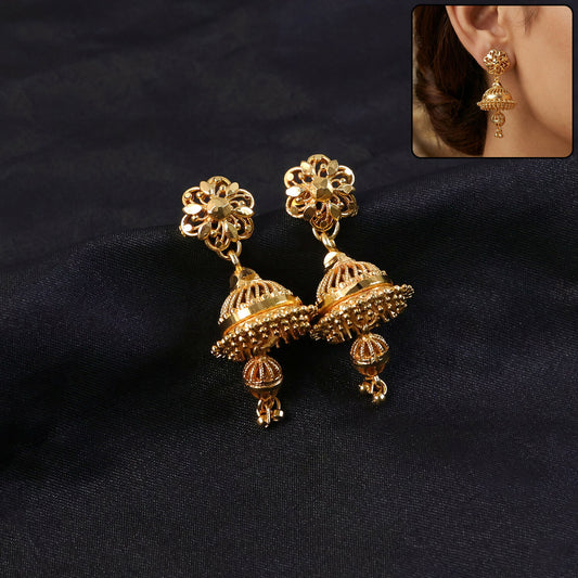 Premium Gold-Finish Jhumka Earrings – Traditional Charm with a Modern Twist