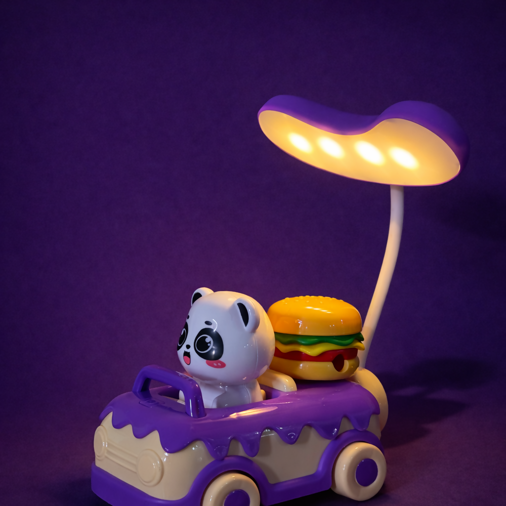 Cute Panda Car Desk Lamp with Flexible Neck LED Night Light for Kids Room
