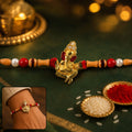 Gold Ganesh Charm Rakhi, Elegant traditional festival decor