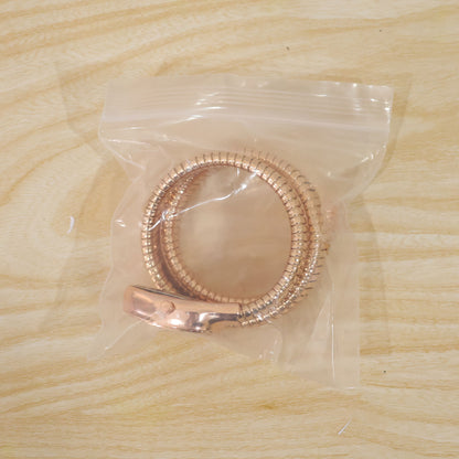 Rose Gold Oval Snake Style Bracelet Watch with Crystal Dial Border Design