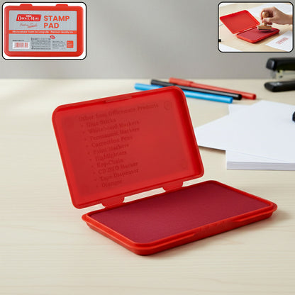 OfficeMate Red Stamp Pad – Microcellular Foam, Premium Fast-Dry Ink (155×95 mm)