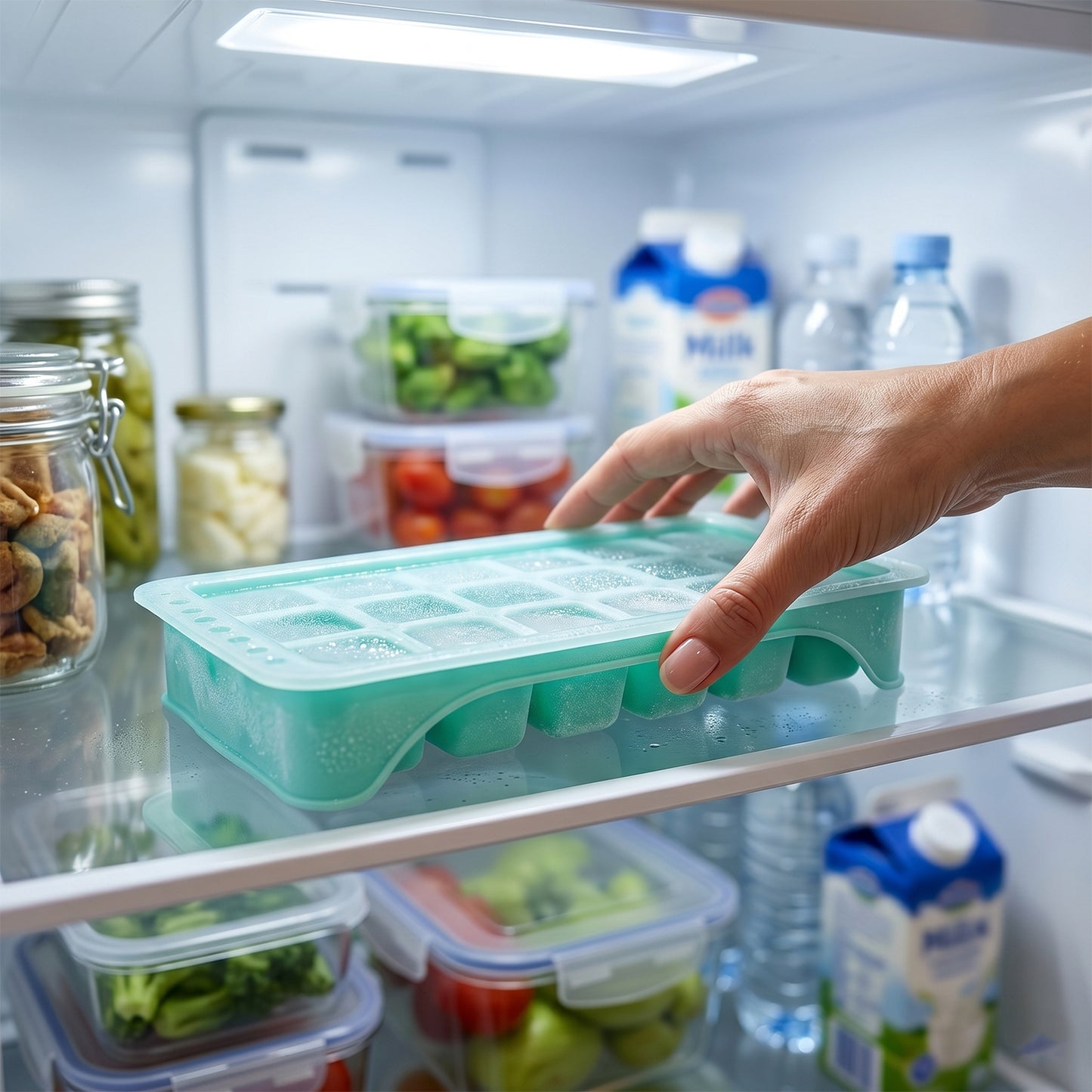 reusable ice cube tray with cover