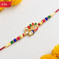 Peacock Feather Rakhi Elegant Multicolor Beads for Brother (5pcs)