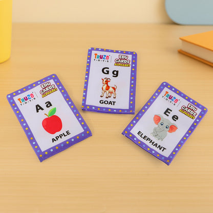 Truzo Edu Cards – Alphabet Learning Flash Cards for Kids with Pictures and Words