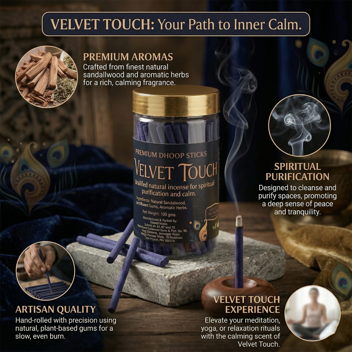 Close-up of Velvet Touch Dhoop Sticks burning with glowing tip