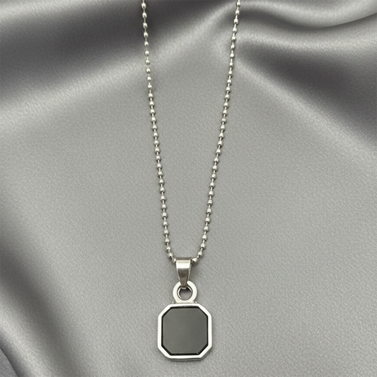 Octagon Shape Black Inlay Pendant Necklace for Men