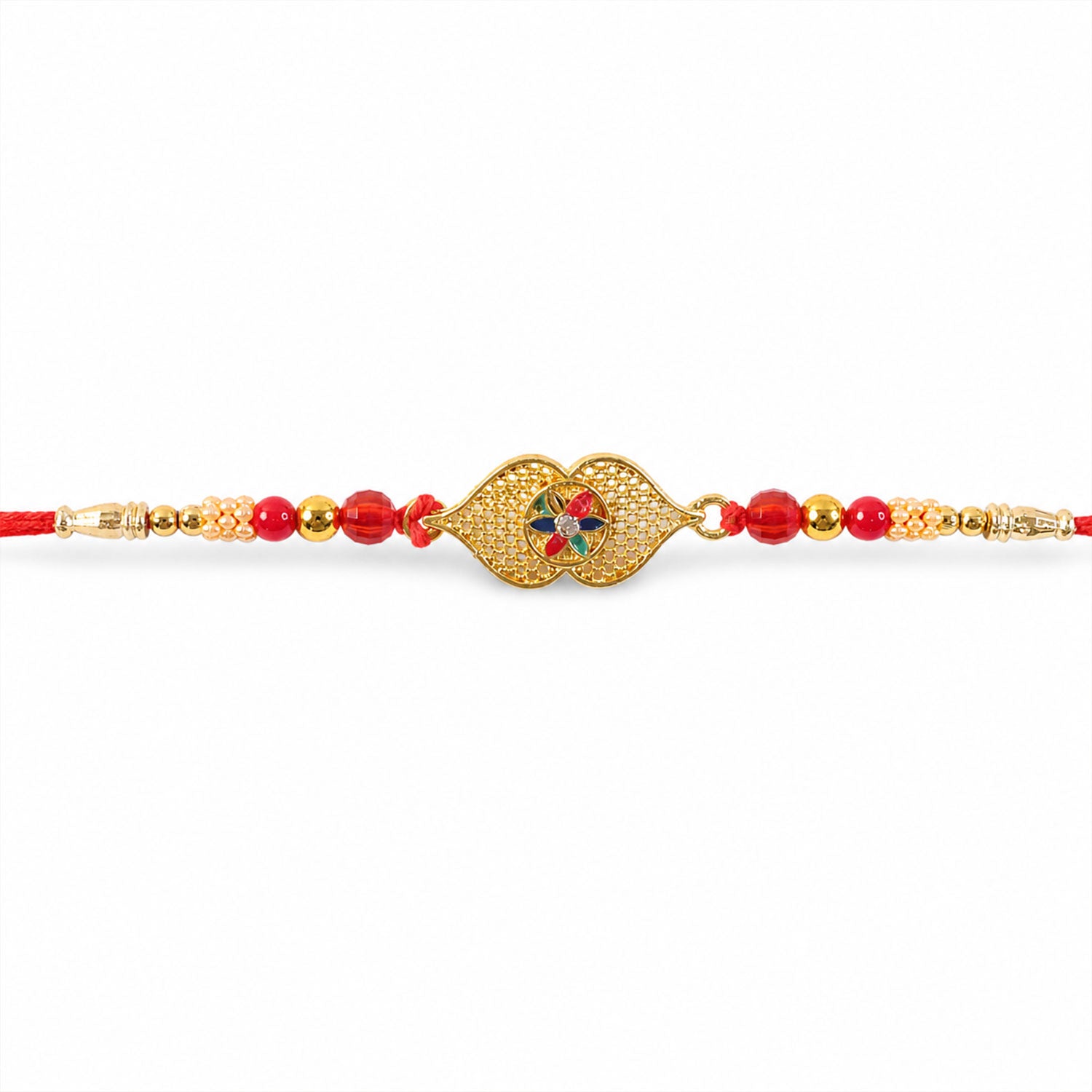 Designer Rakhi Leaf Floral Stone Beaded for Raksha Bandhan (10pcs)