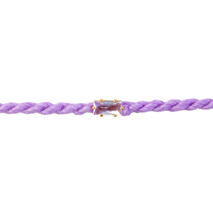 Purple Twisted Cord Rakhi with Rectangular Crystal Stone Pendant
