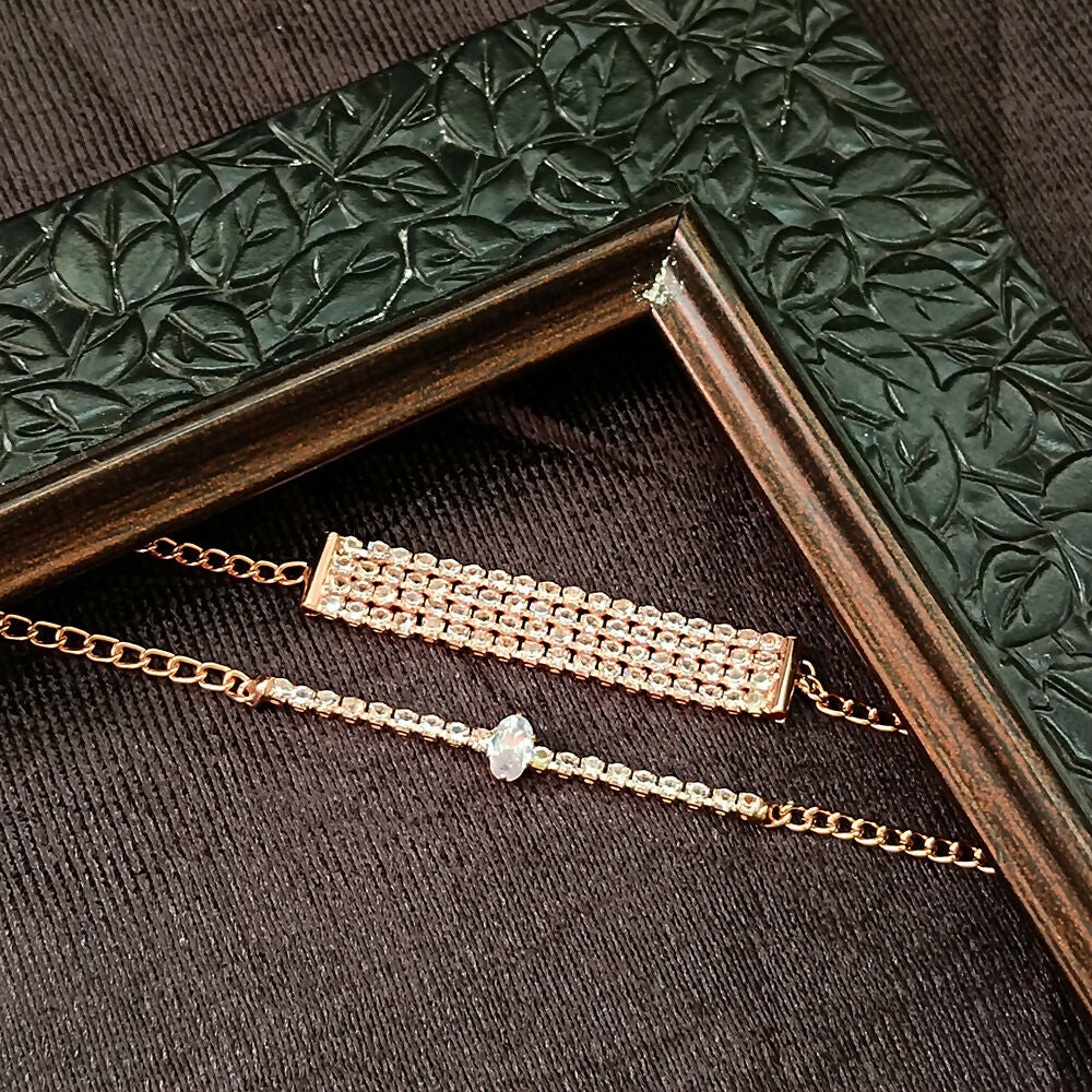 Rose Gold Plated Pack Of Stone Bracelet