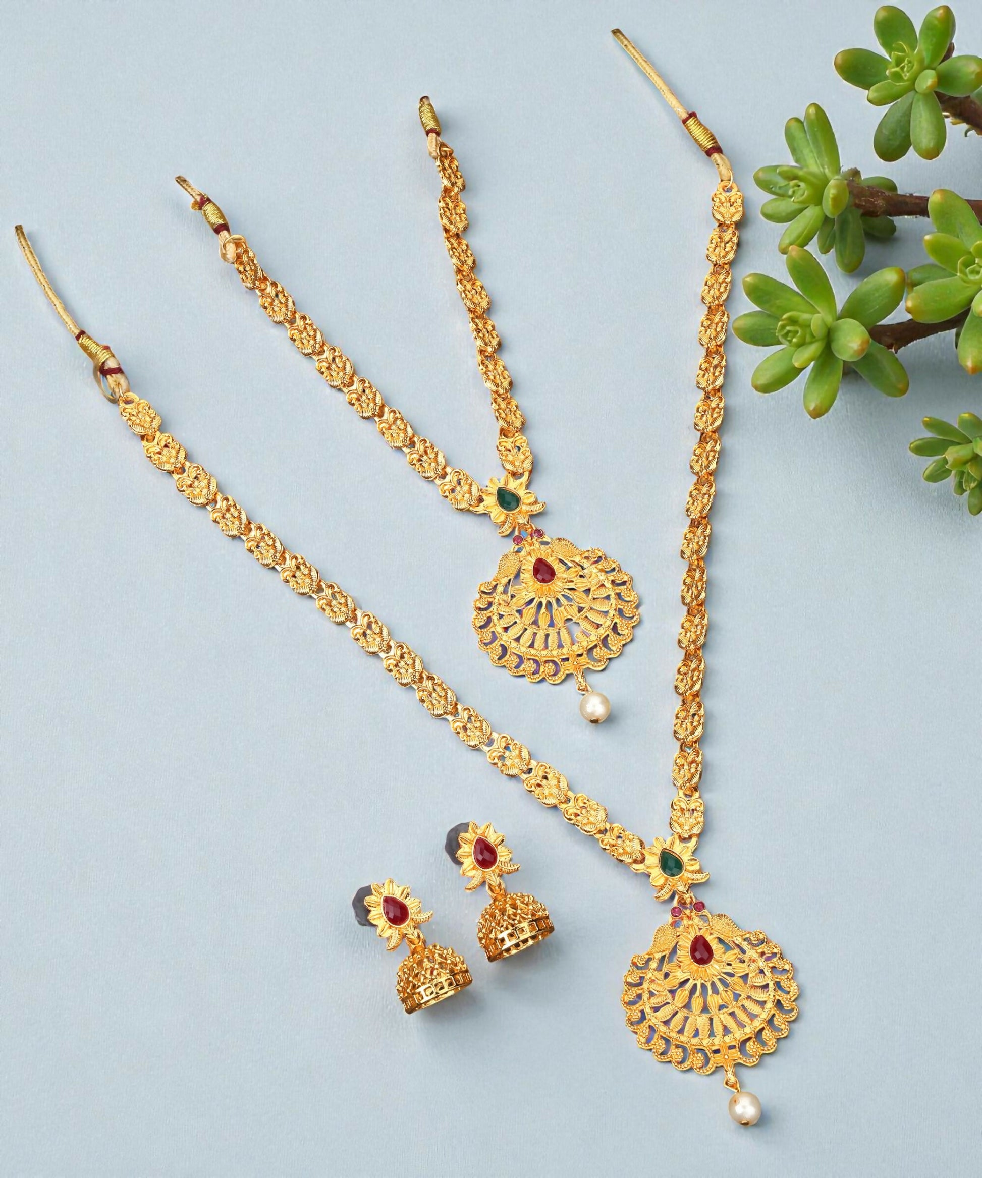 Temple Jewellery Lakshmi Coin Choker with Jhumka Earrings