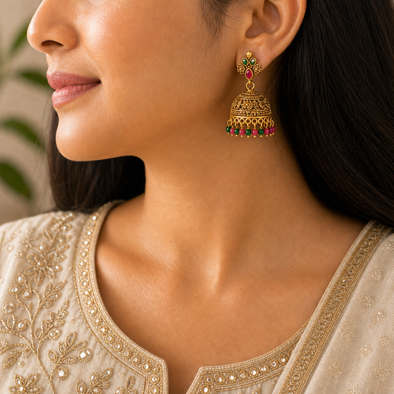 Traditional Matte Gold Jhumka Earrings Festive Combo Pack – Curated Set of 4 Pairs