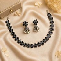 Rangeela Gold Black Stone Necklace Set with Earrings Elegant Traditional Jewellery Set