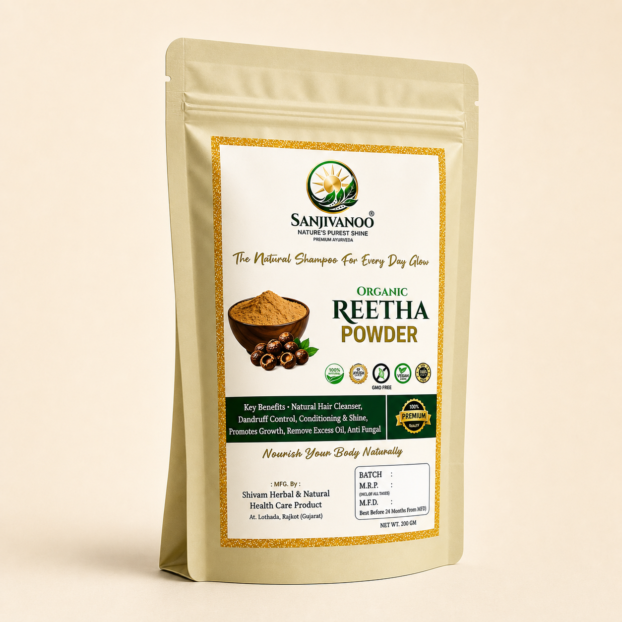 Sanjivanoo Reetha Powder Natural Herbal Hair Cleanser Shampoo (200 GM)