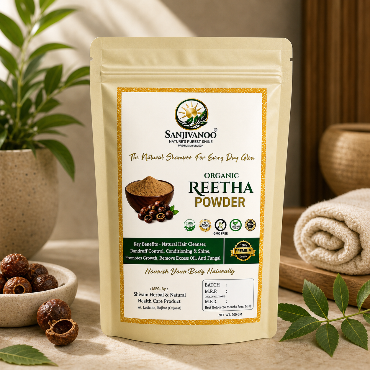 Sanjivanoo Reetha Powder Natural Herbal Hair Cleanser Shampoo (200 GM)