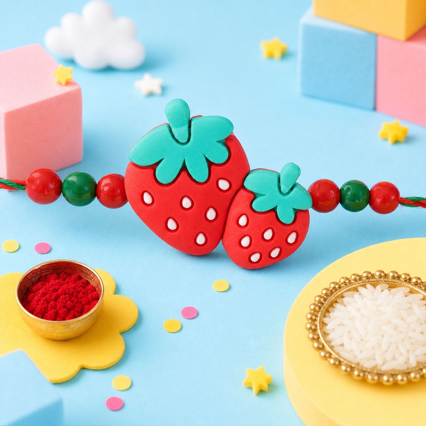 Strawberry Kids Rakhi Cute Cartoon Pattern for Brother (10pcs)