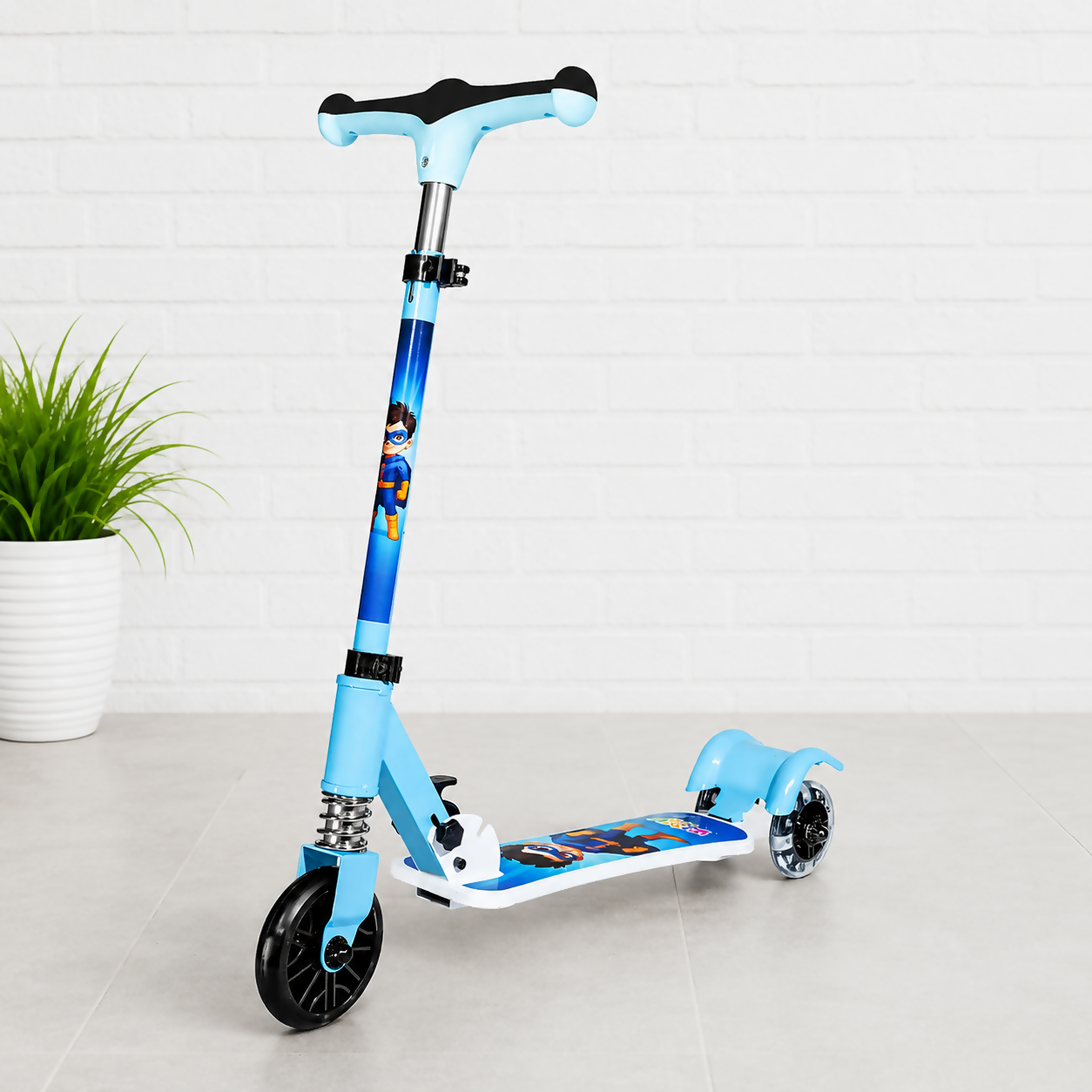 KIXY Glow 3 Wheel Foldable Kids Scooter with LED Flashing Wheels
