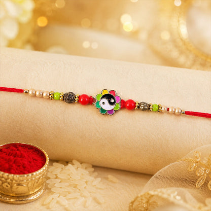 Floral Enamel Pearl Beaded Designer Rakhi for Brother (5pcs)