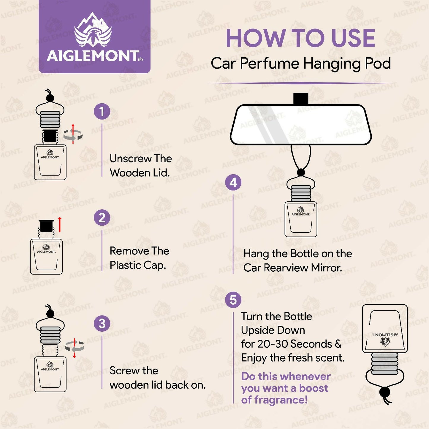 Royal Lavender Car Perfume Hanging Pod Long Lasting Air Freshener Premium (10ml)