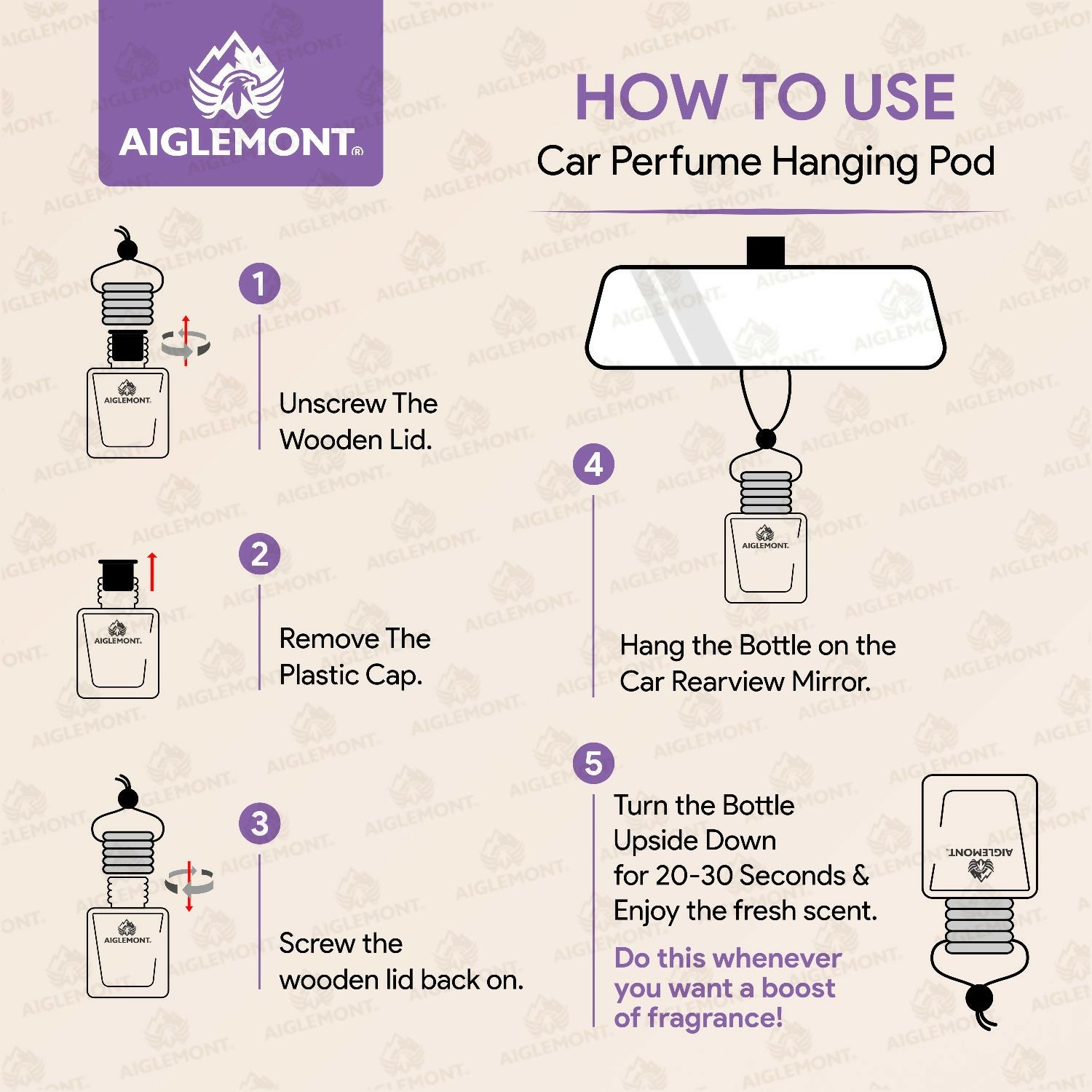 Royal Lavender Car Perfume Hanging Pod Long Lasting Air Freshener Premium (10ml)
