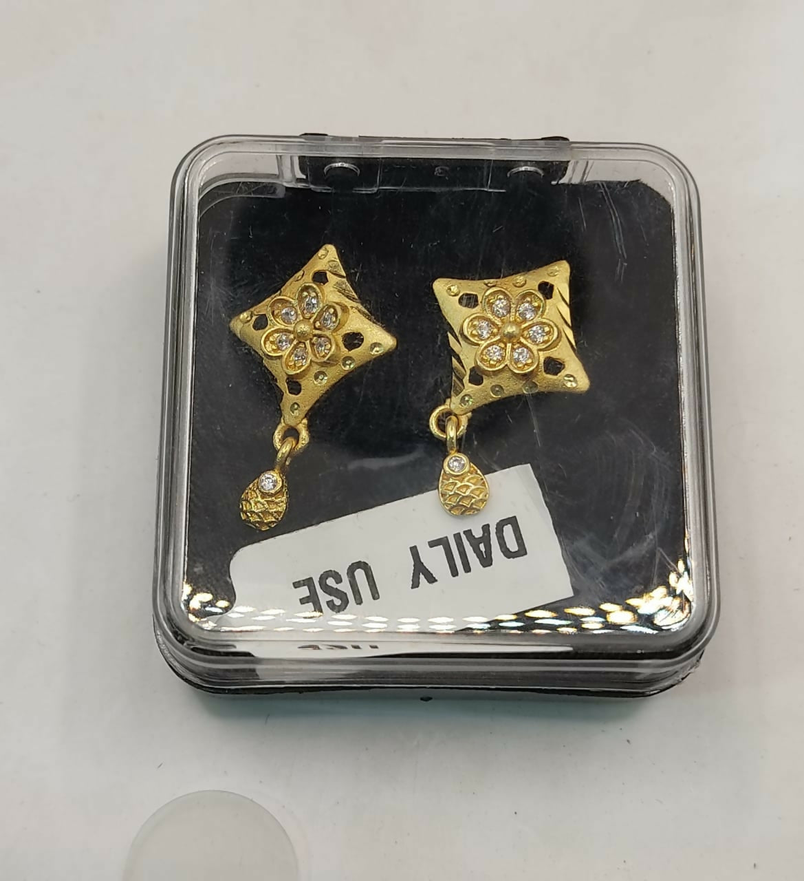 Rose Gold AD Flower Dangle Stud Earrings for Women and girls