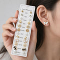 12 Pairs Monthly Stud Earrings Set Gold Plated Pearl Crystal Butterfly Combo Women