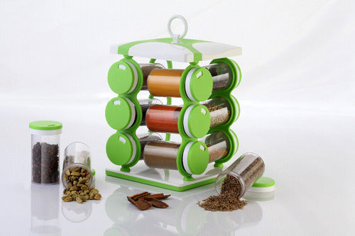 12-piece spice jar set in brown box, food-grade plastic