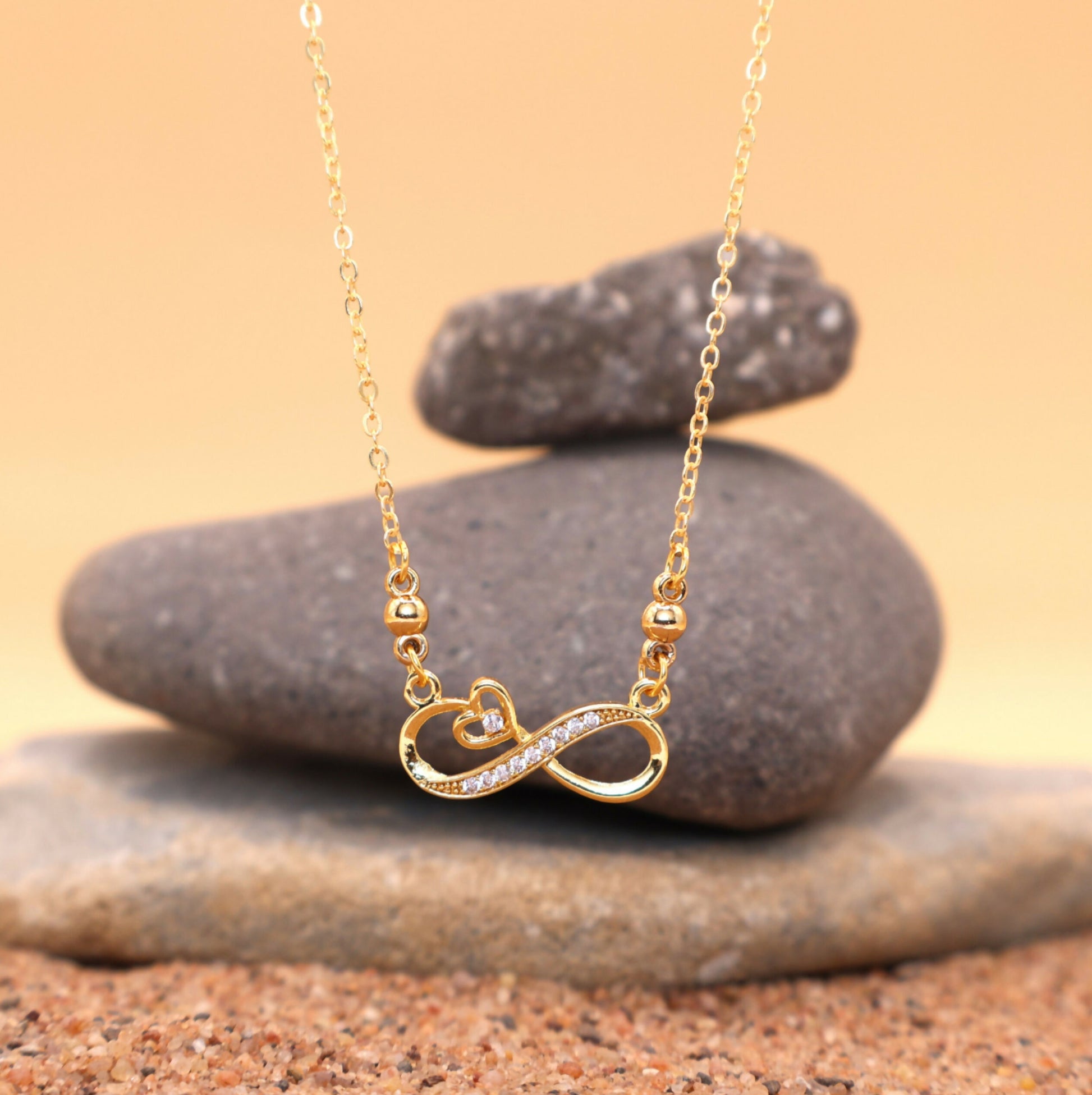Gold Plated Heart & Infinity Necklace with AD For women and girls